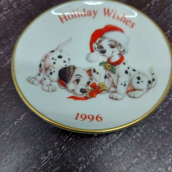 Vintage 1996 Disney 101 Dalmatians Holiday Wishes Collectors Keepsake Porcelain - Picture 2 of 5